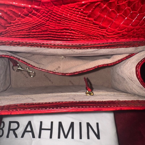 Red Crocodile Embossed Handbag - Picture 4 of 6